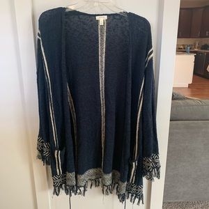 Women’s Joie blue cardigan with fringe bottom